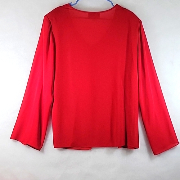 EY Boutique Red Crepe Button Down Blouse With Rhinestone Embellishment  Size 18W - Picture 8 of 9